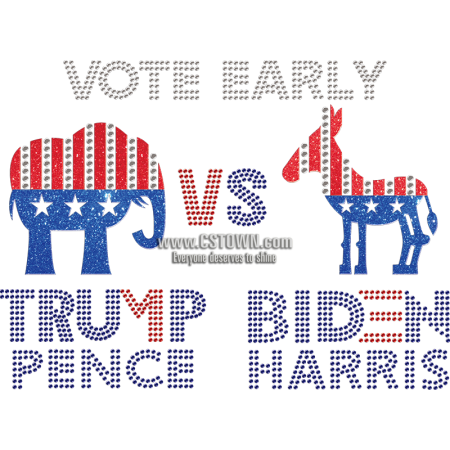 Trump Pence VS Biden Harris Rhinestone Heat Transfer